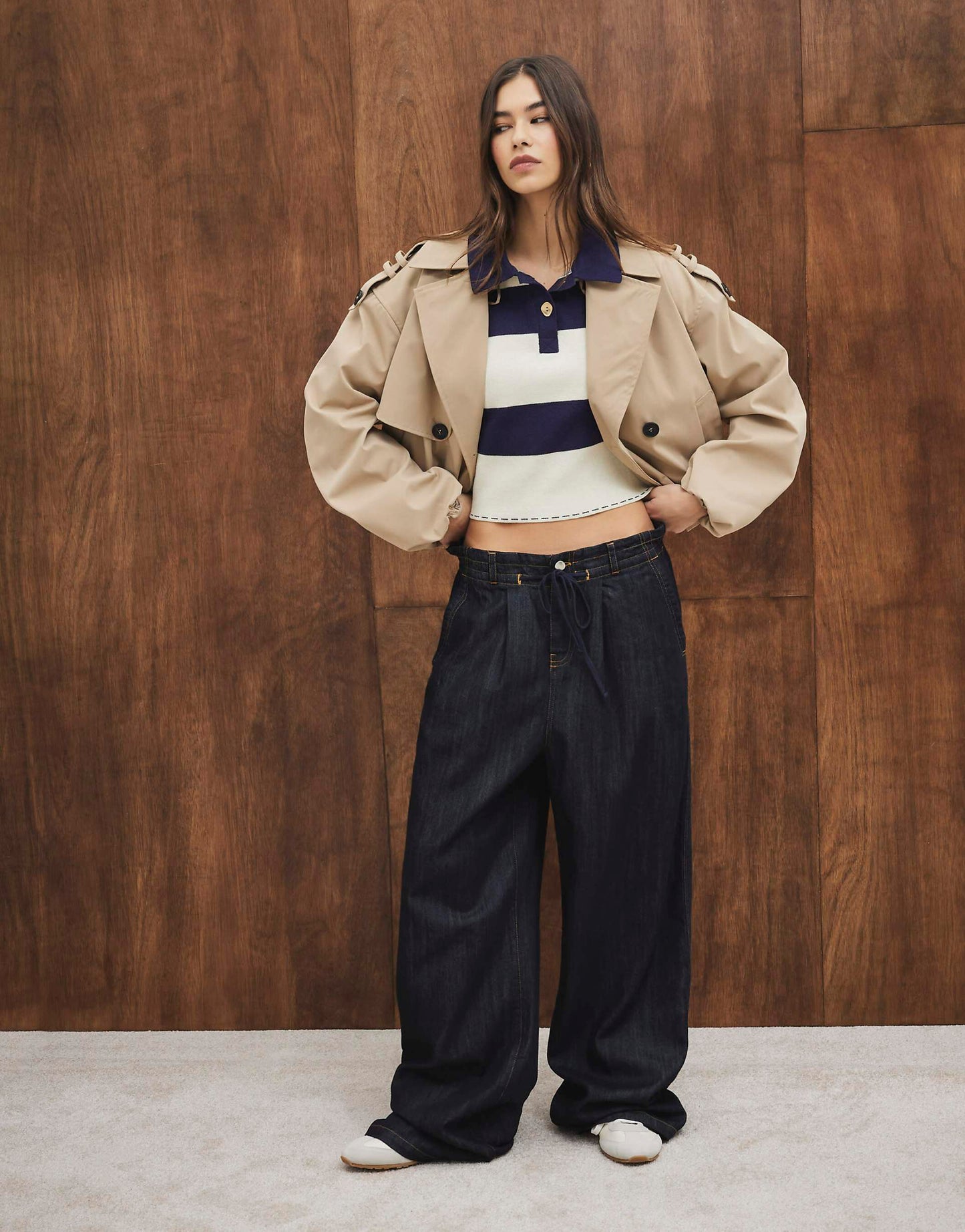 Cropped Stripe Polo Shirt
