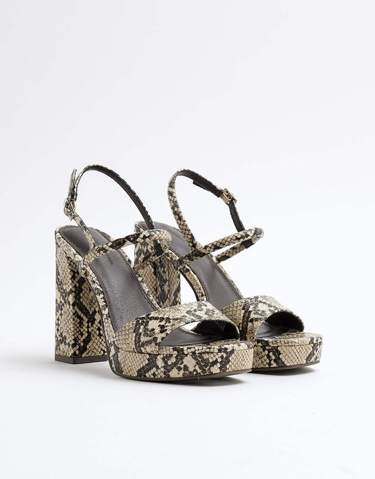 Snake Print Sling Back Platform Sandals