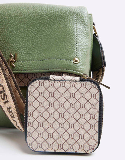 Faux Leather Flap Over Cross Body Bag