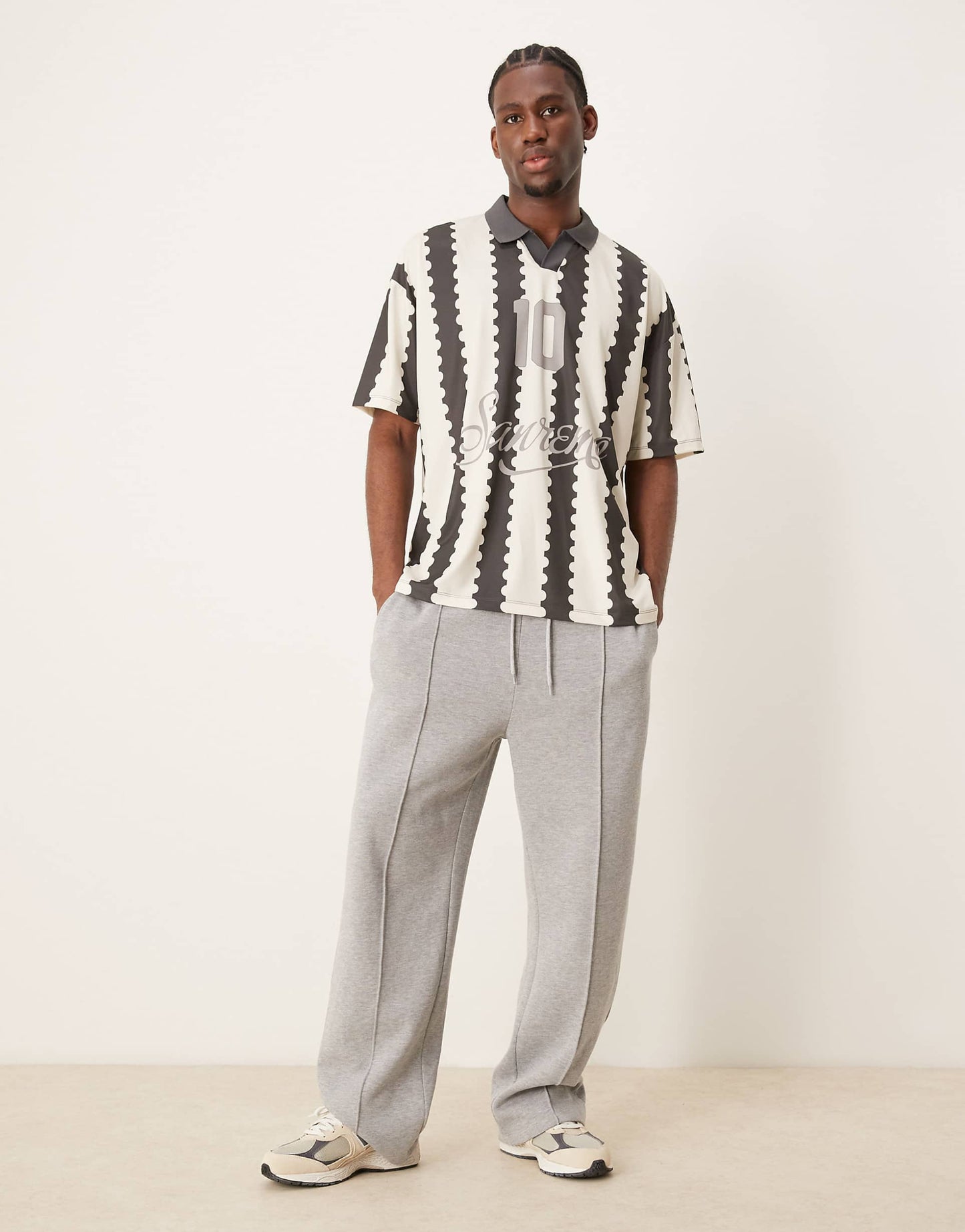 Oversized Polo With Sports Graphic And All Over Print