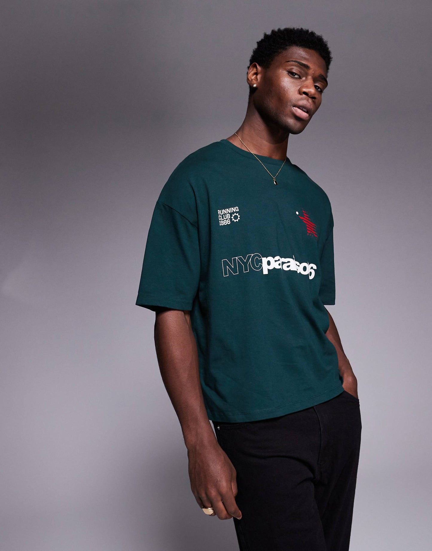 Boxy Oversized T-Shirt With Sports Graphic