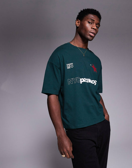 Boxy Oversized T-Shirt With Sports Graphic