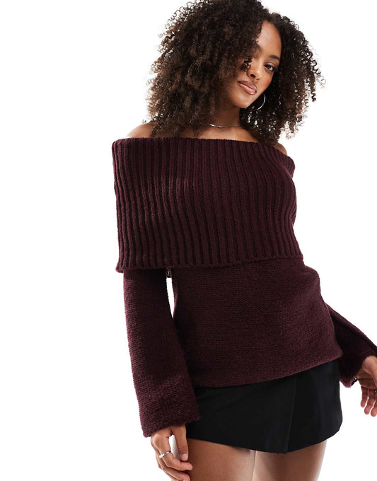 Chunky Bardot Rib Jumper