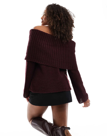 Chunky Bardot Rib Jumper