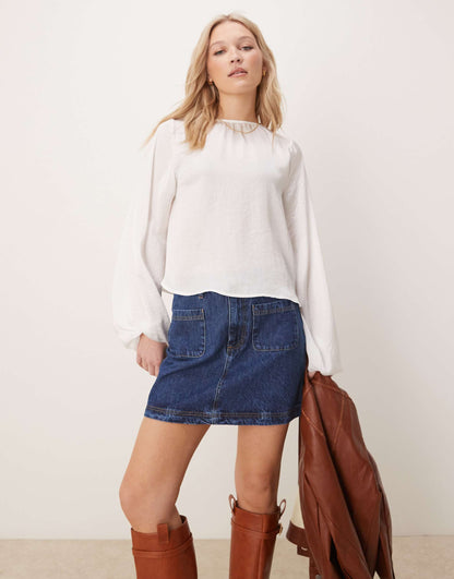 Denim Patch Pocket Mini Skirt