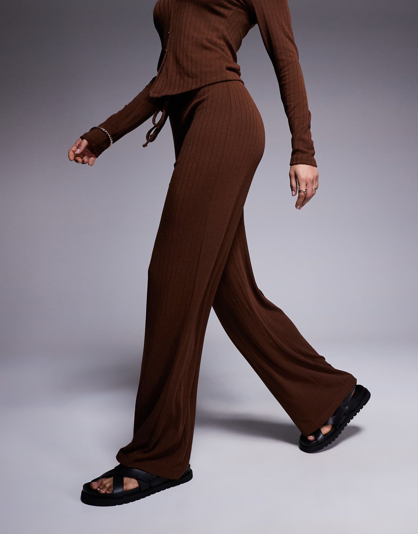 Co-Ord Wide Rib Wide Leg Trouser