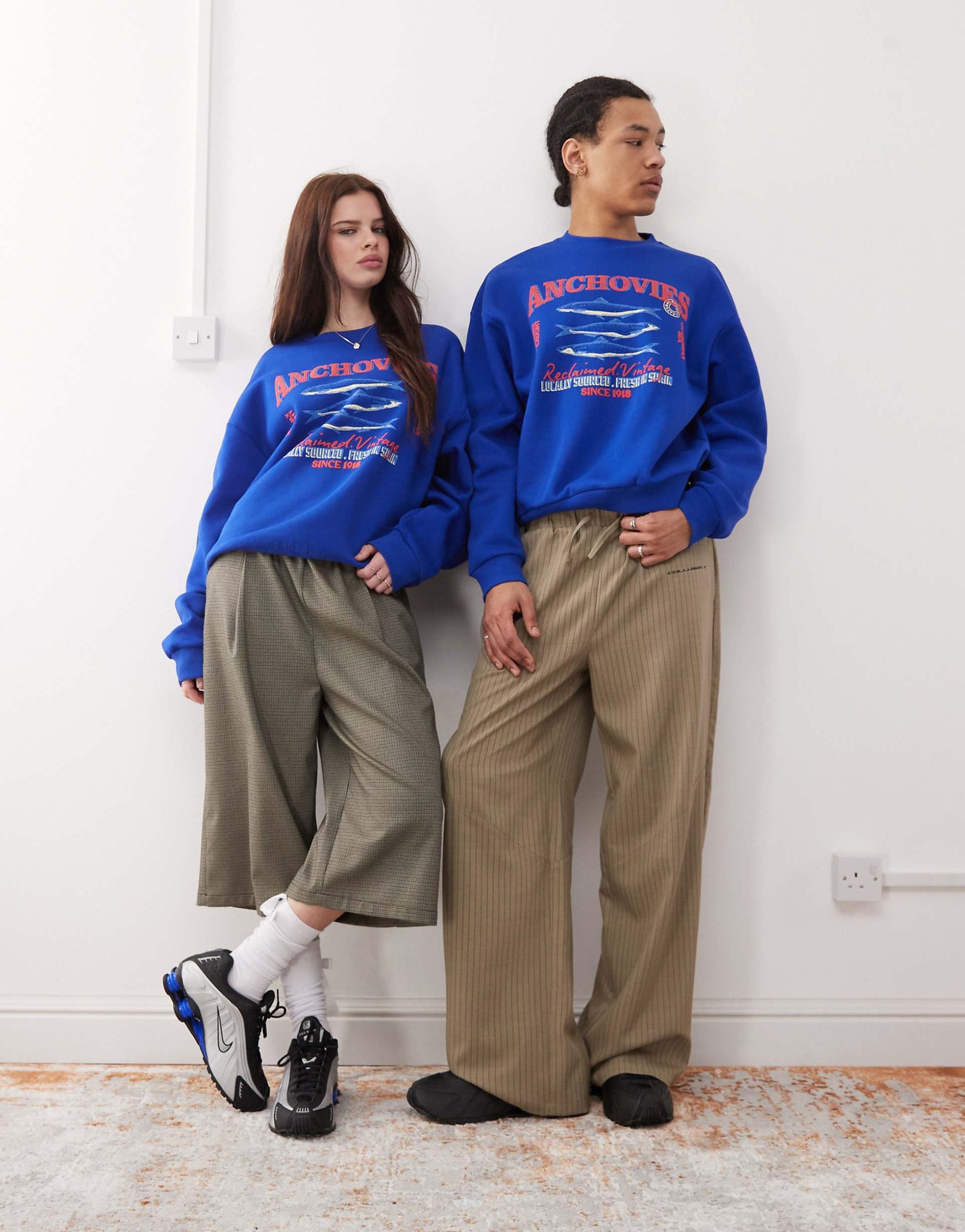 Unisex Cropped Boxy Sweatshirt With Fisherman Print