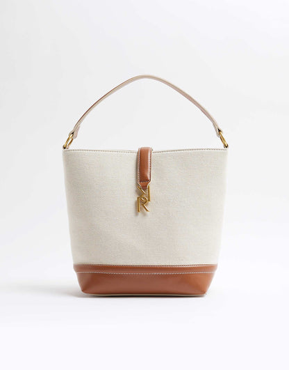 Canvas Lock Bucket Bag