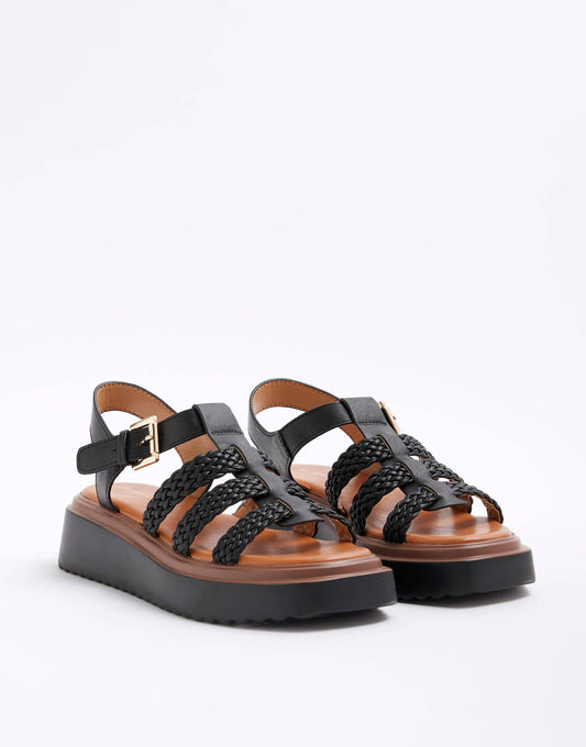 Faux Leather Flatform Sandals