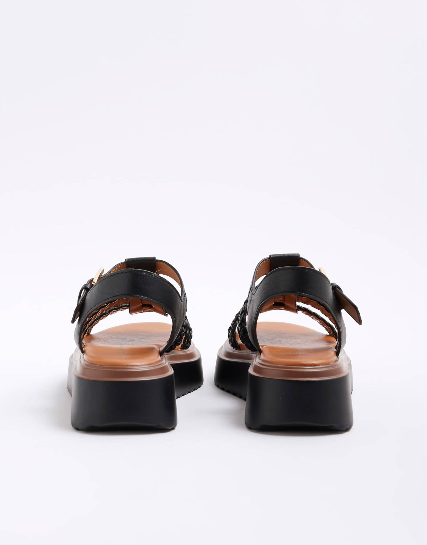 Faux Leather Flatform Sandals