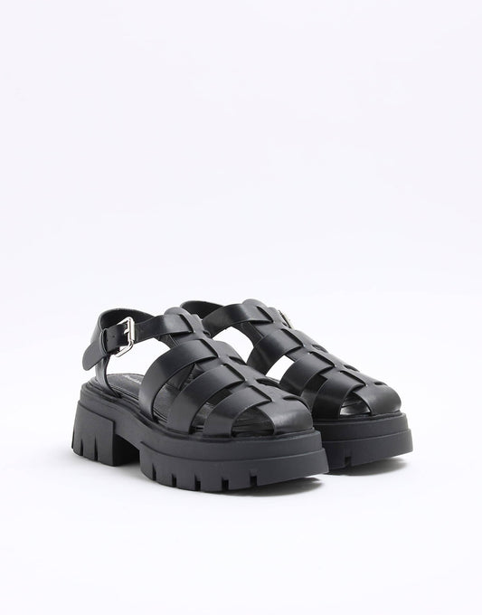 Faux Leather Chunky Fisherman Sandals