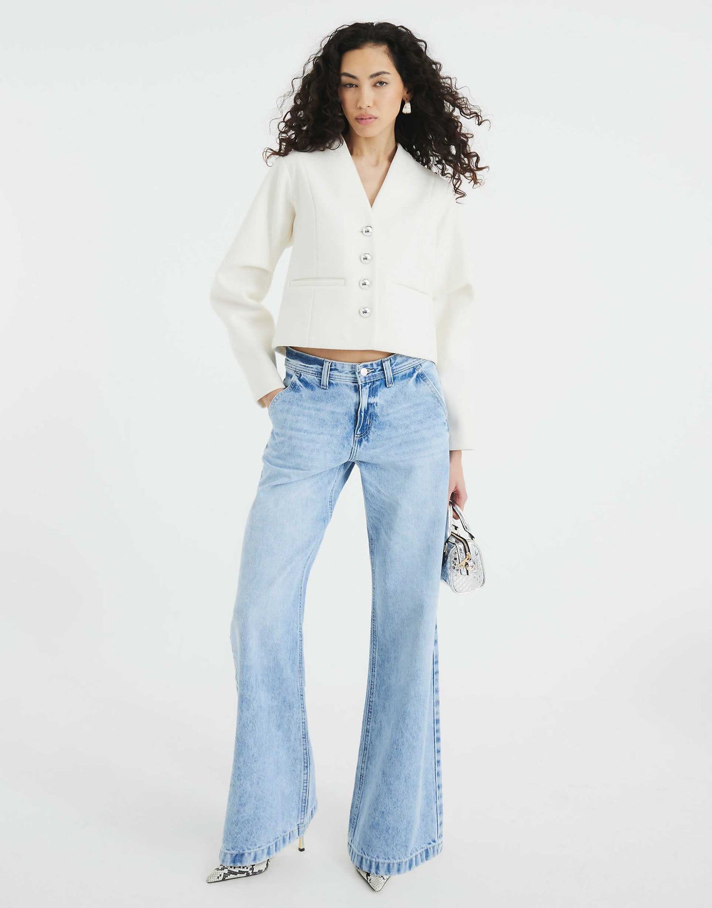 Collarless Button Up Jacket