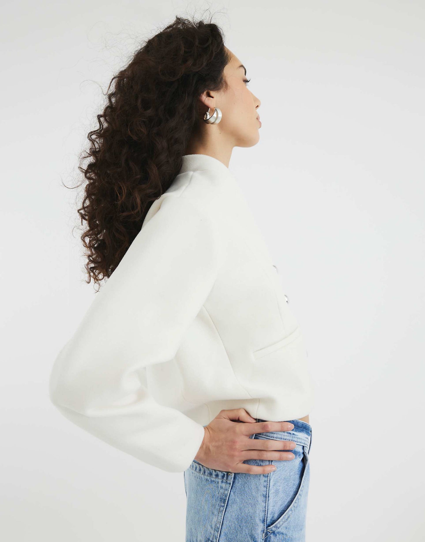 Collarless Button Up Jacket