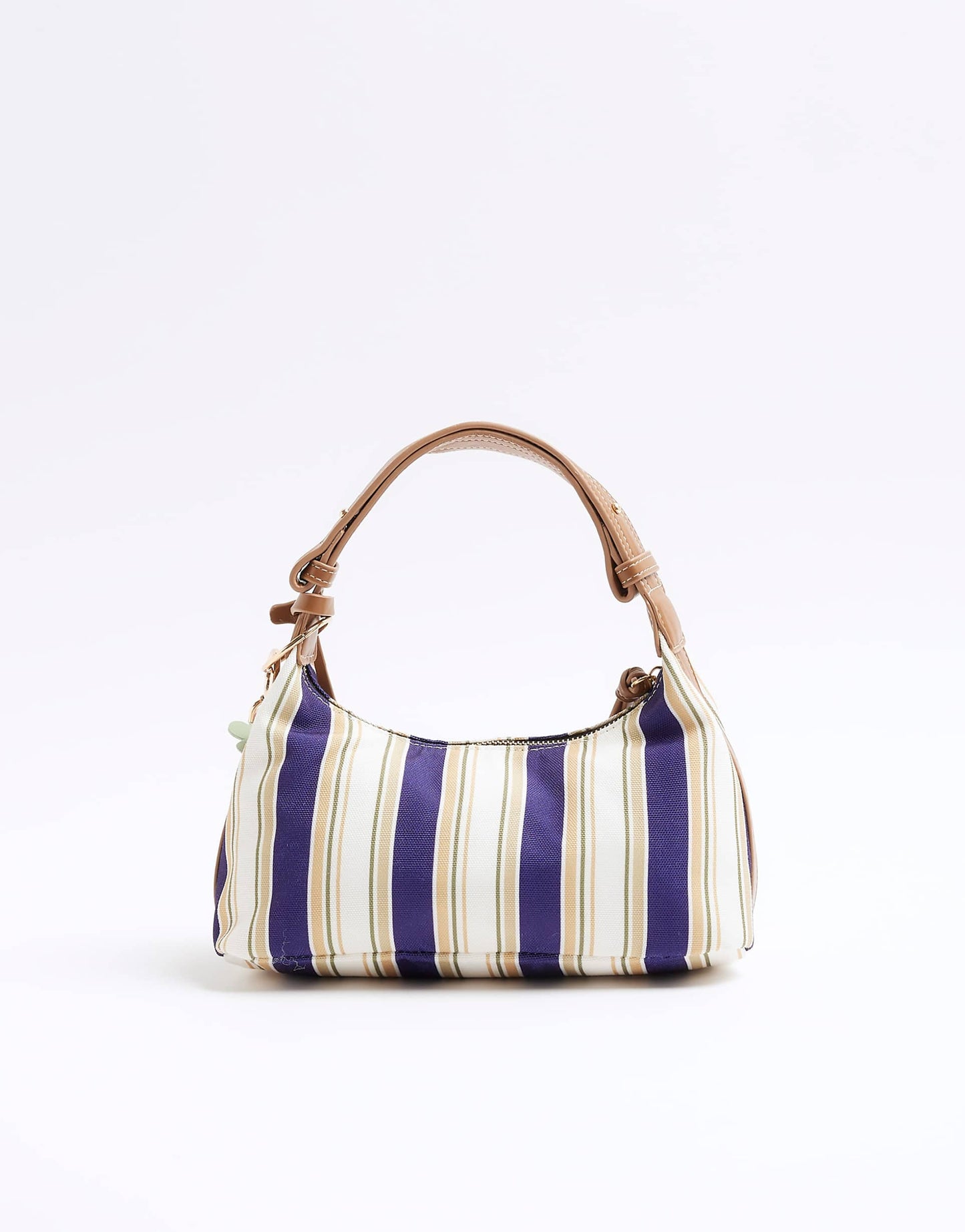 Canvas Striped Charm Shoulder Bag