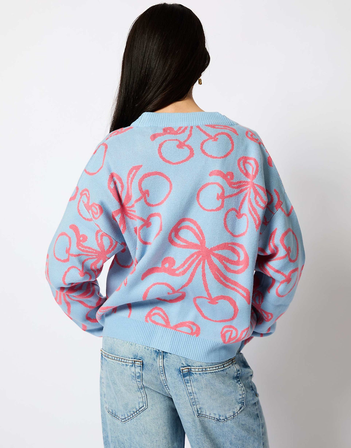 London Cherry Bow Knitted Cardigan