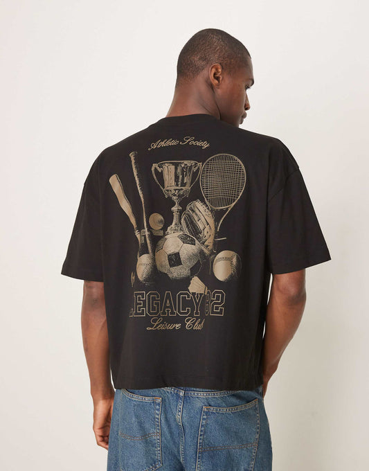 Boxy Oversized T-Shirt With Back Sports Graphic