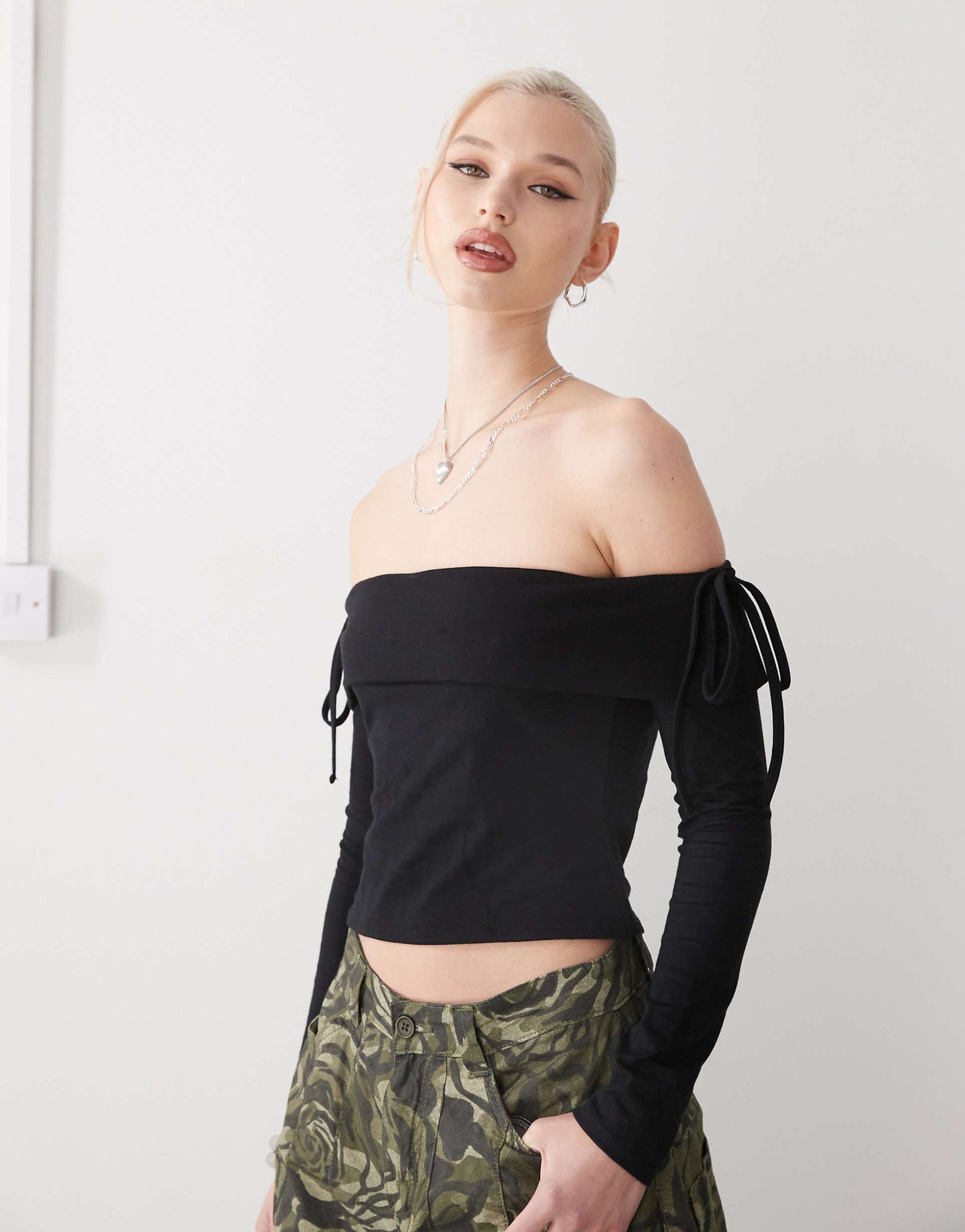 Off Shoulder Top With Shoulder Bow Detail