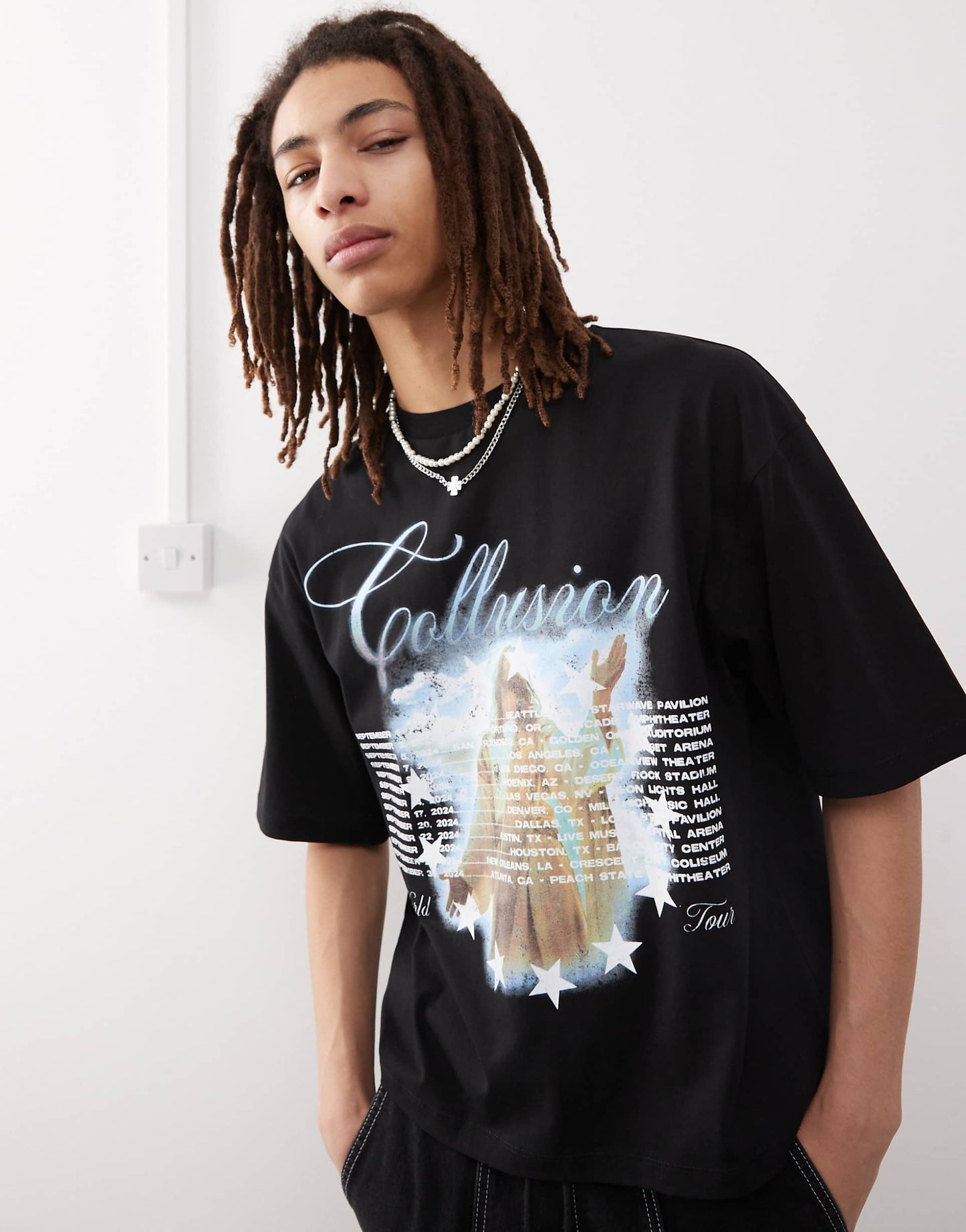 Black Boxy T-Shirt With Graphic Print