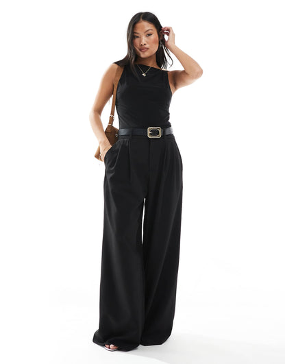 Petite Pleated Wide Leg Trousers