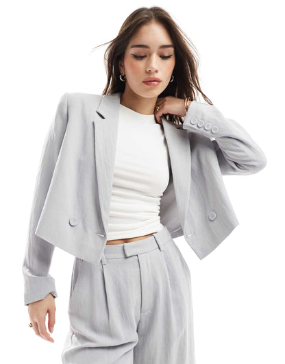 Co-Ord Crinkle Cropped Blazer