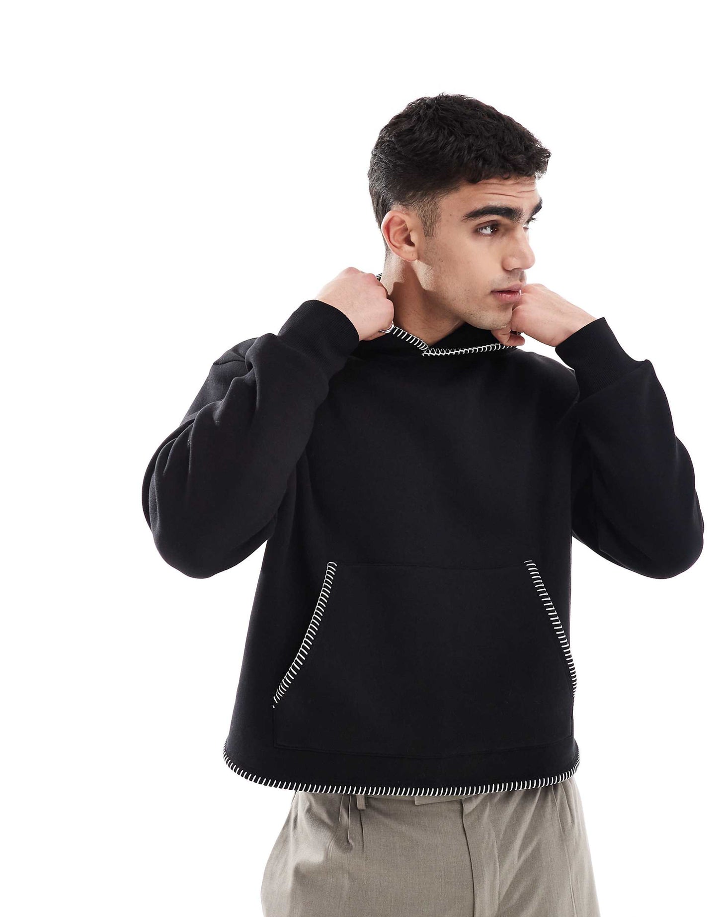 Oversized Hoodie With Stitching Detail