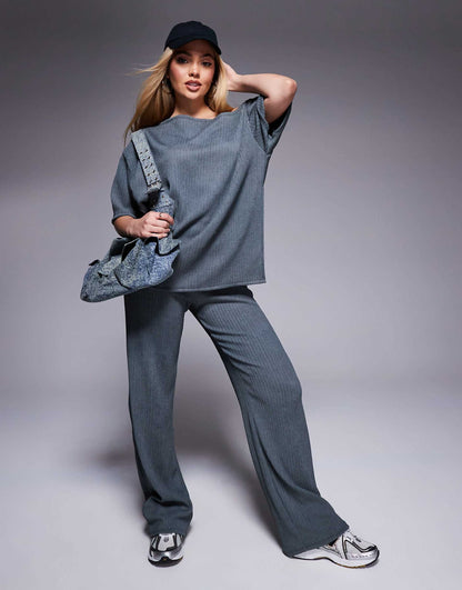 Crinkle Textured Wide Leg Trouser Co-Ord