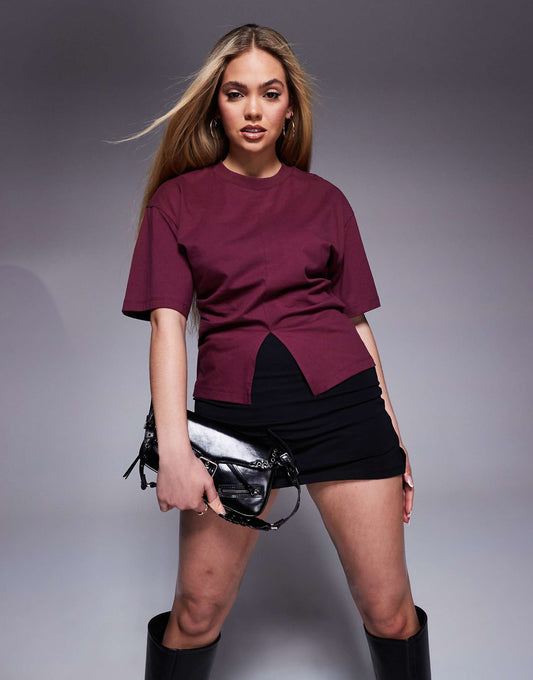 Corset T-Shirt With Split Front