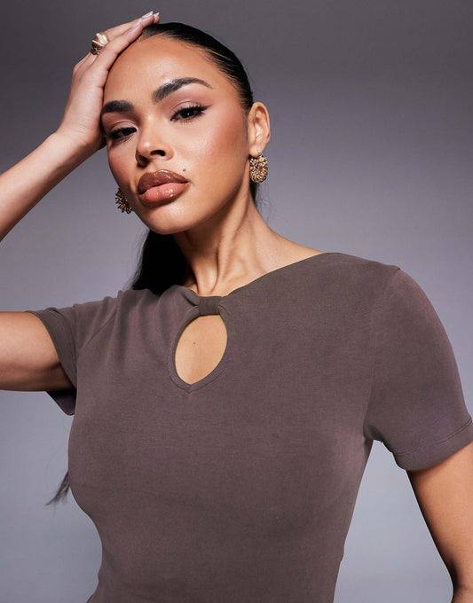 Co-Ord Cupro T-Shirt With Keyhole Detail