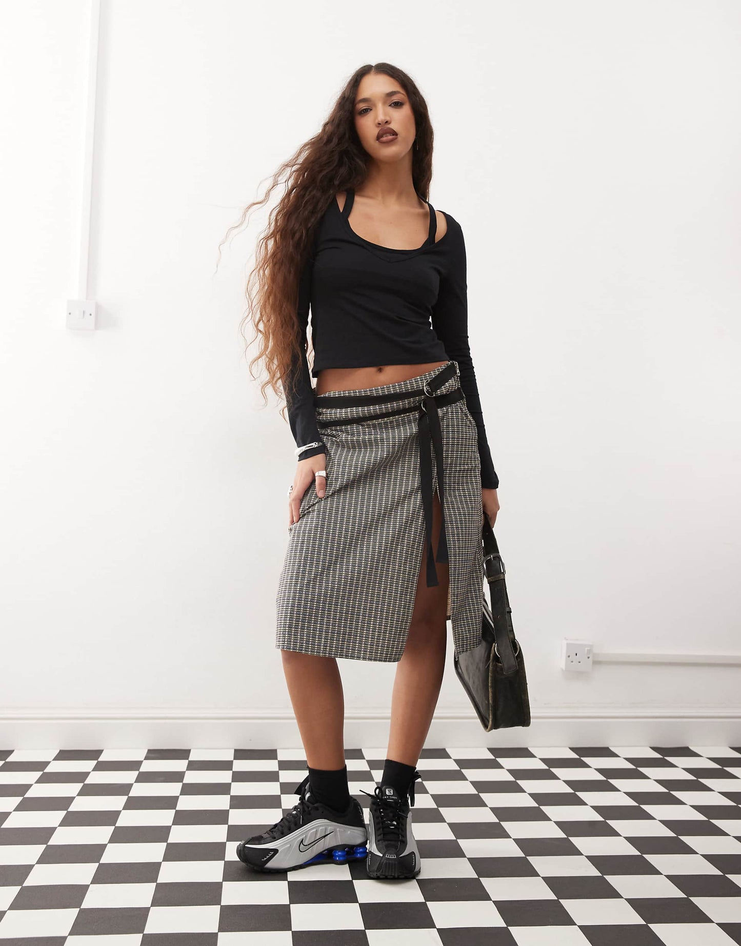 Double Layer V Neck Long Sleeve Sporty Top