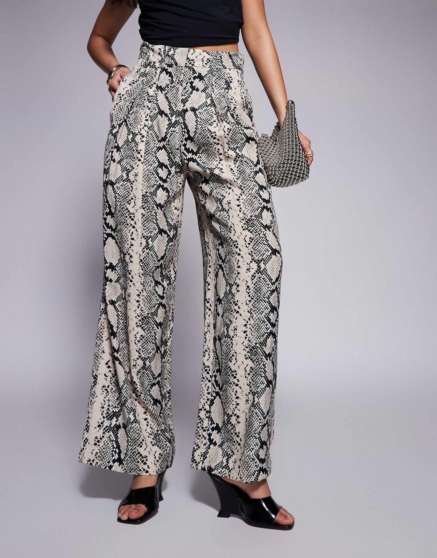 Snake Print Flare Trouser