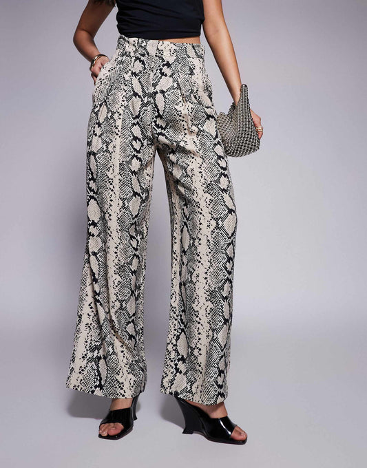 Snake Print Flare Trouser