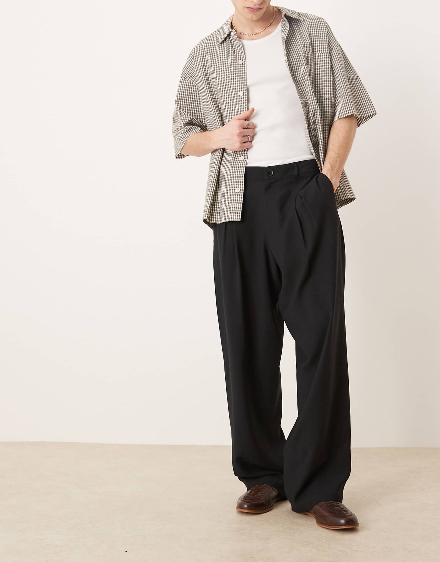 Wide Leg Smart Trousers With Front Pleat