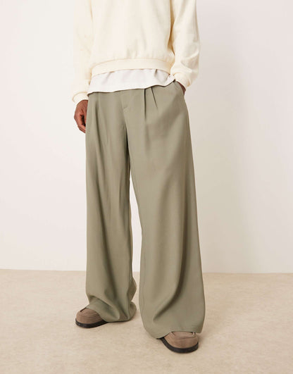 Loose Leg Smart Trouser With Double Stitch Down Pleat