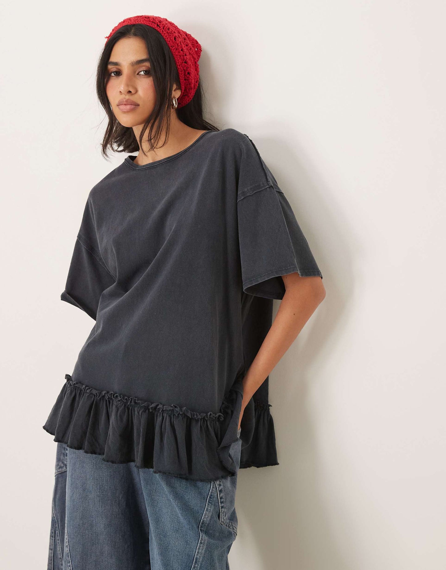 Ruffle Edge Oversized T-Shirt Tunic