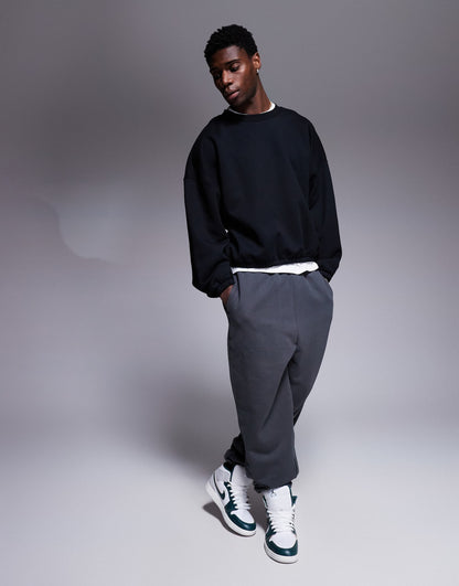 Heavyweight Boxy Extreme Oversized Sweatshirt With Elasticated Cuffs And Hem
