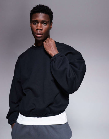 Heavyweight Boxy Extreme Oversized Sweatshirt With Elasticated Cuffs And Hem