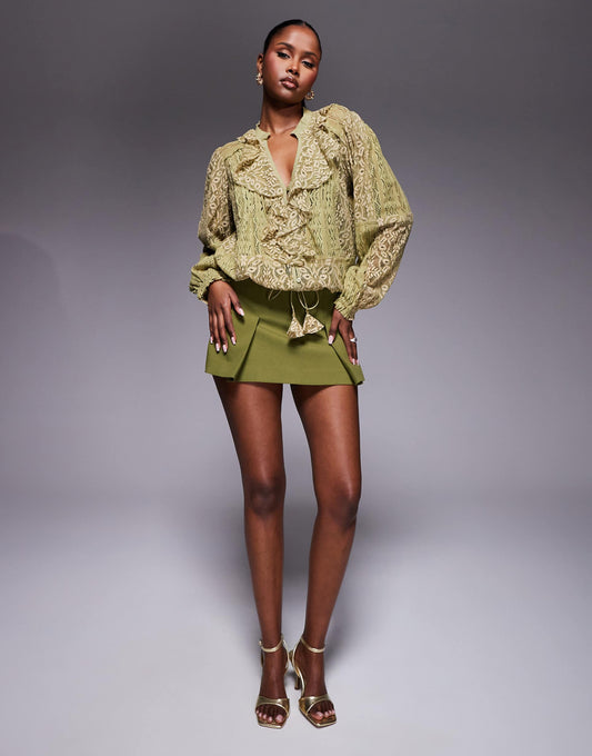 Belted Tailored Mini Skort