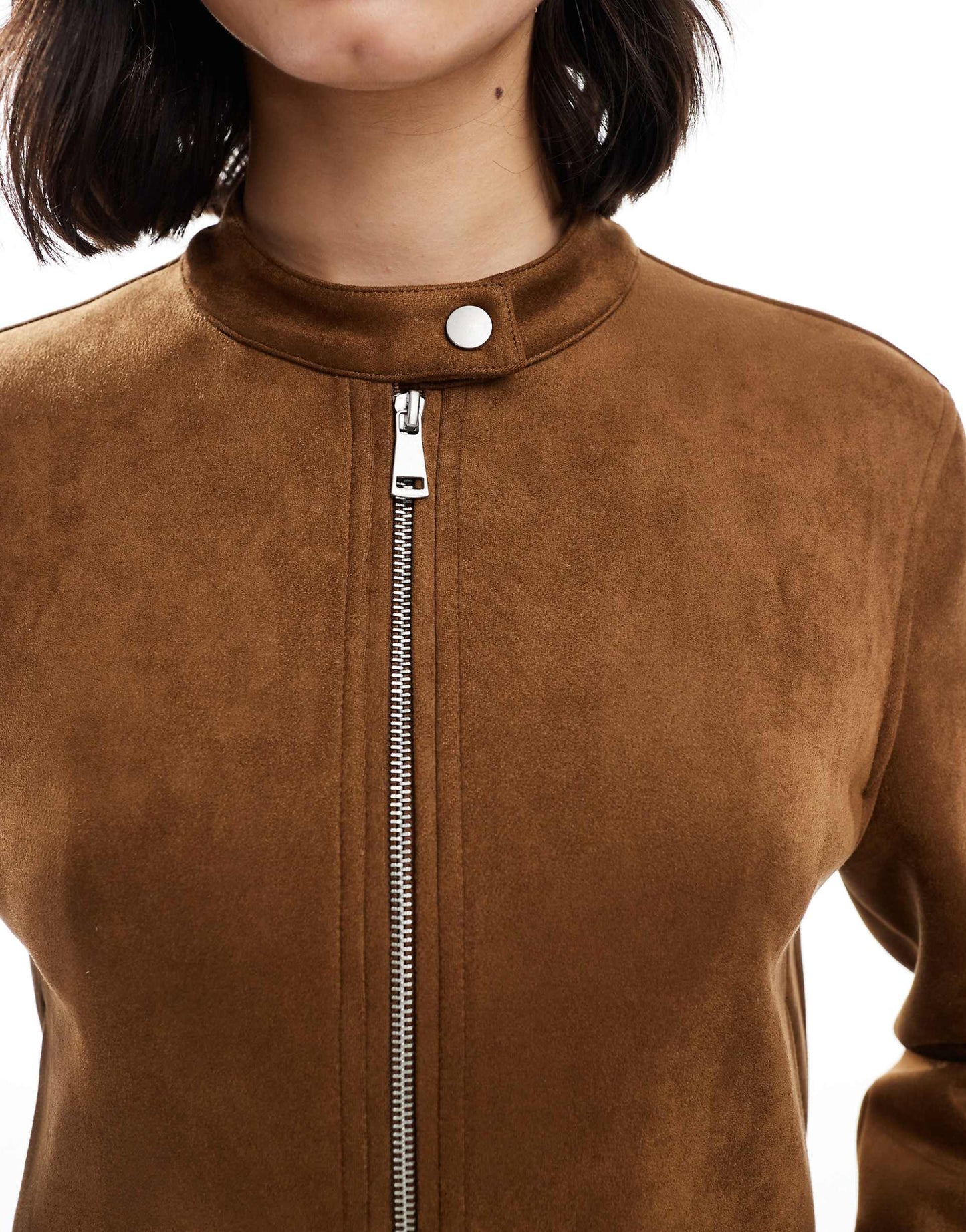 Faux Suede Zip Crop Jacket