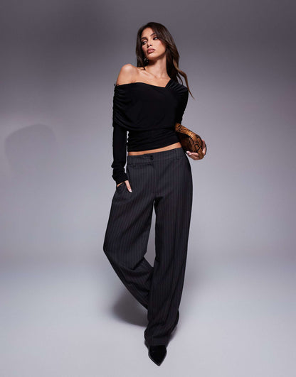 Double Sculpted Slinky One Shoulder Fold Over Top
