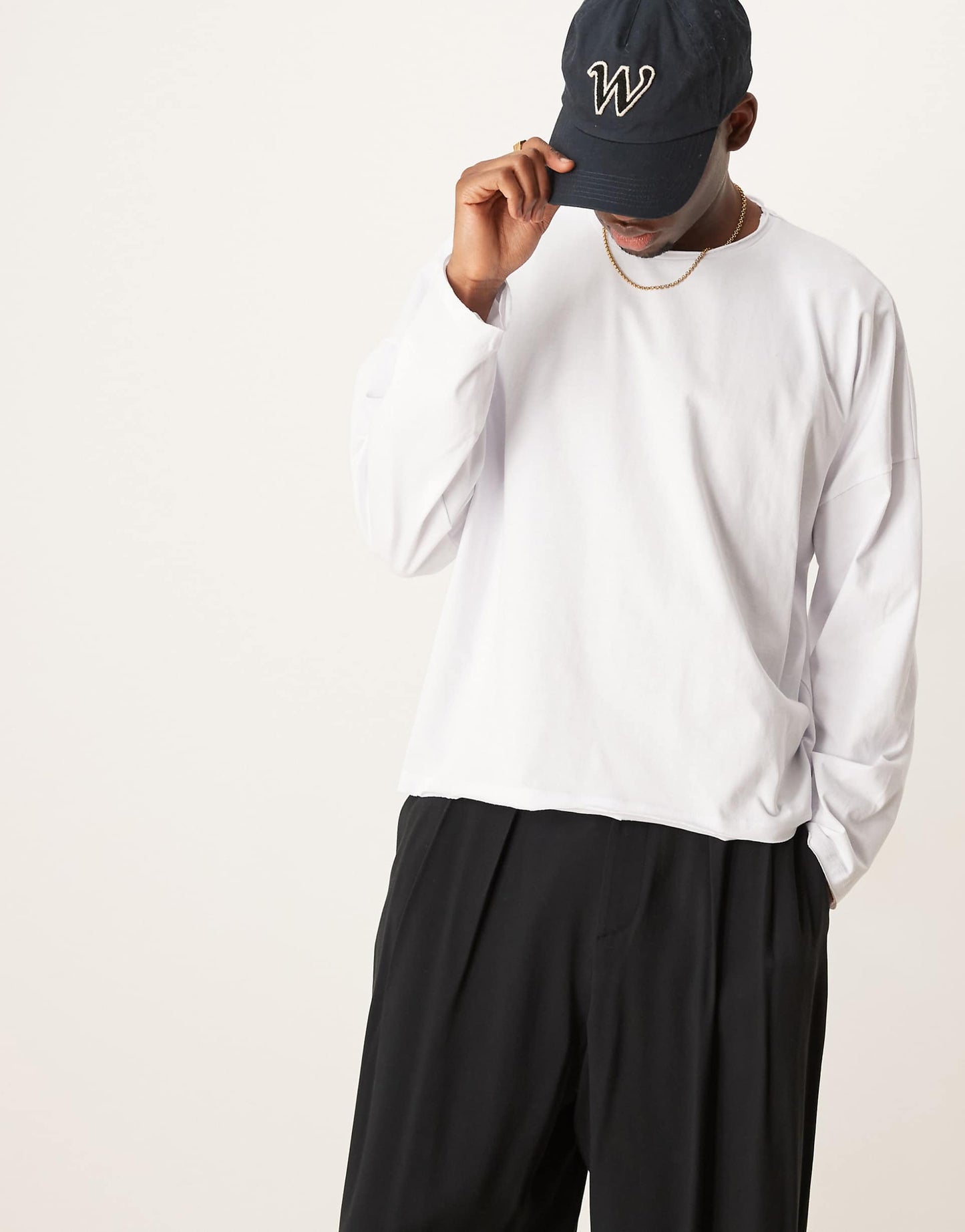 Super Oversized Boxy Long Sleeve T-Shirt With Raw Edge