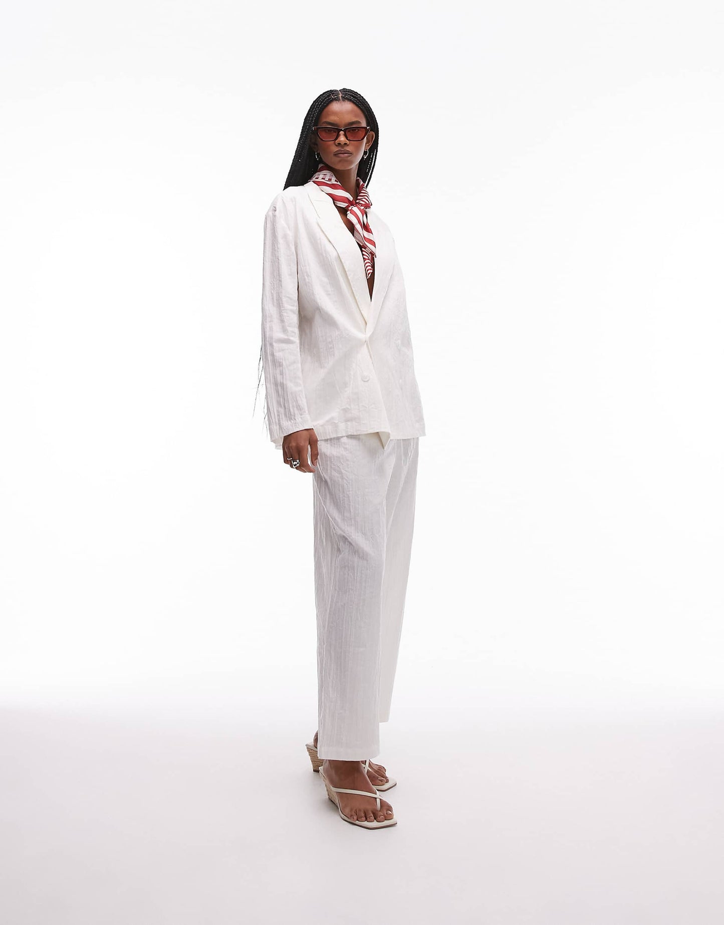 Plisse Linen Mix Trousers Co-Ord