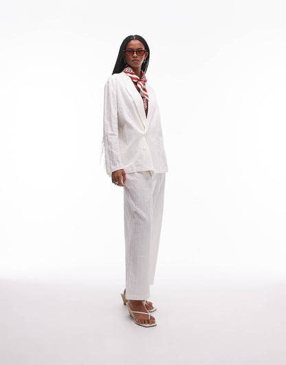 Plisse Linen Mix Trousers Co-Ord