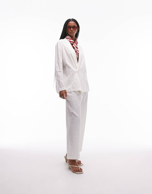 Plisse Linen Mix Trousers Co-Ord