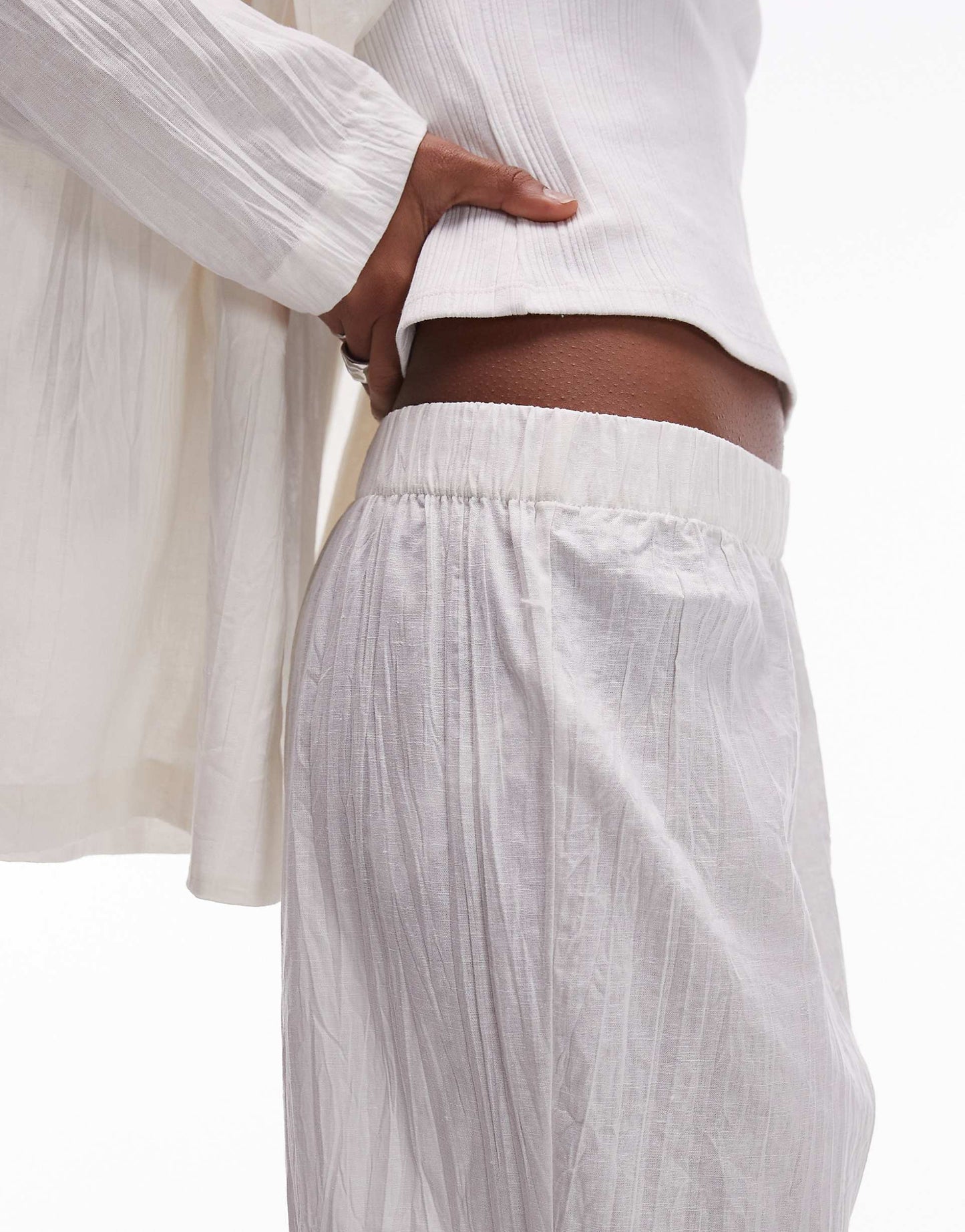 Plisse Linen Mix Trousers Co-Ord