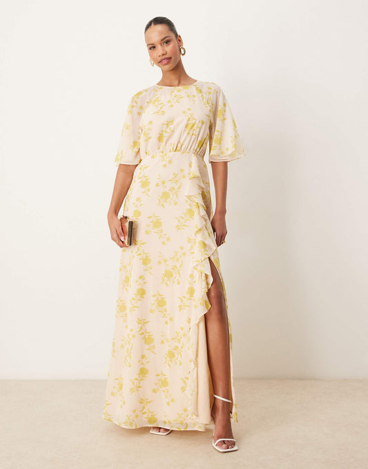 Floral Keyhole Back Maxi Dress