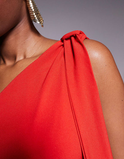One Shoulder Collar Detail Maxi Dress