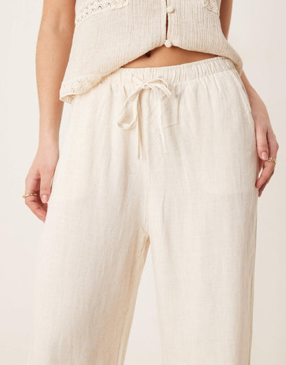 Linen Look Pull On Trouser