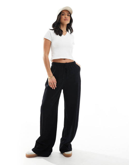 Petite Linen Look Pull On Trouser