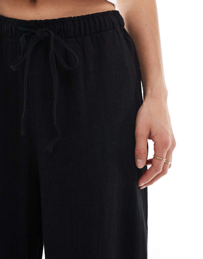 Petite Linen Look Pull On Trouser