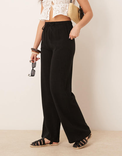 Linen Look Pull On Trouser